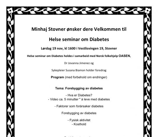 Helse seminar om Diabetes i Stovner