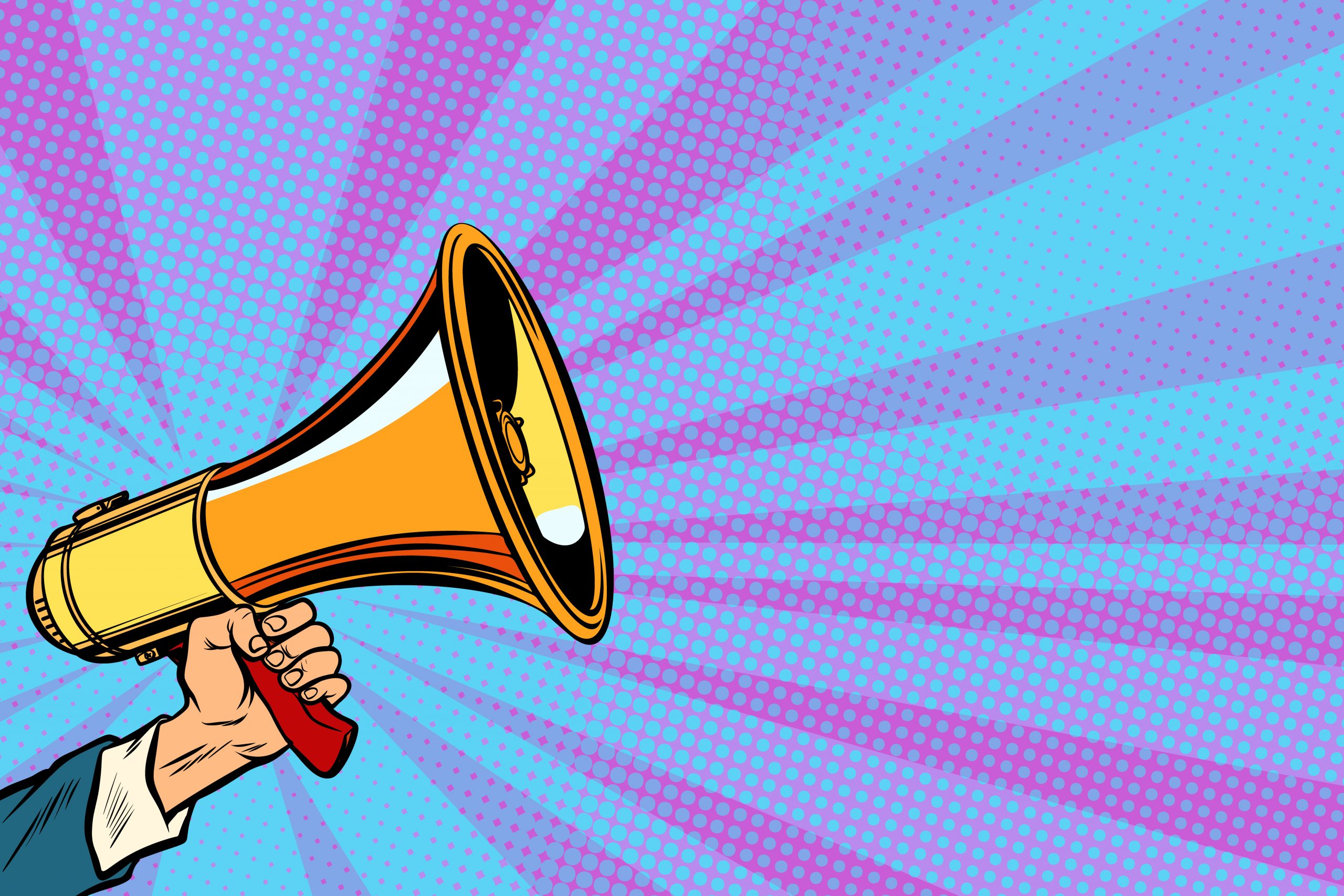 businessman hand holding a megaphone