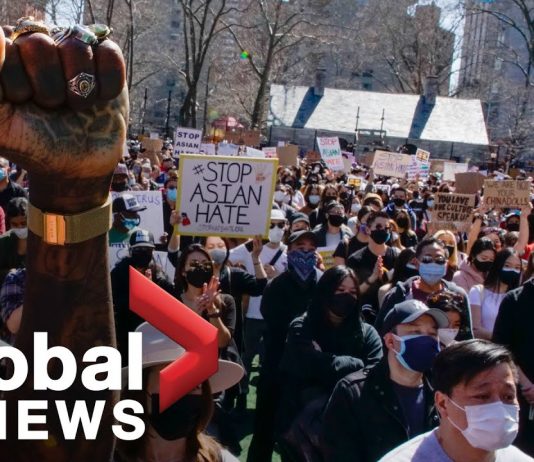 Protester i USA mot diskriminering av asiatisk-amerikanere