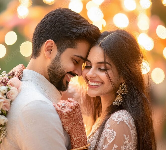 happy indian couple on their wedding